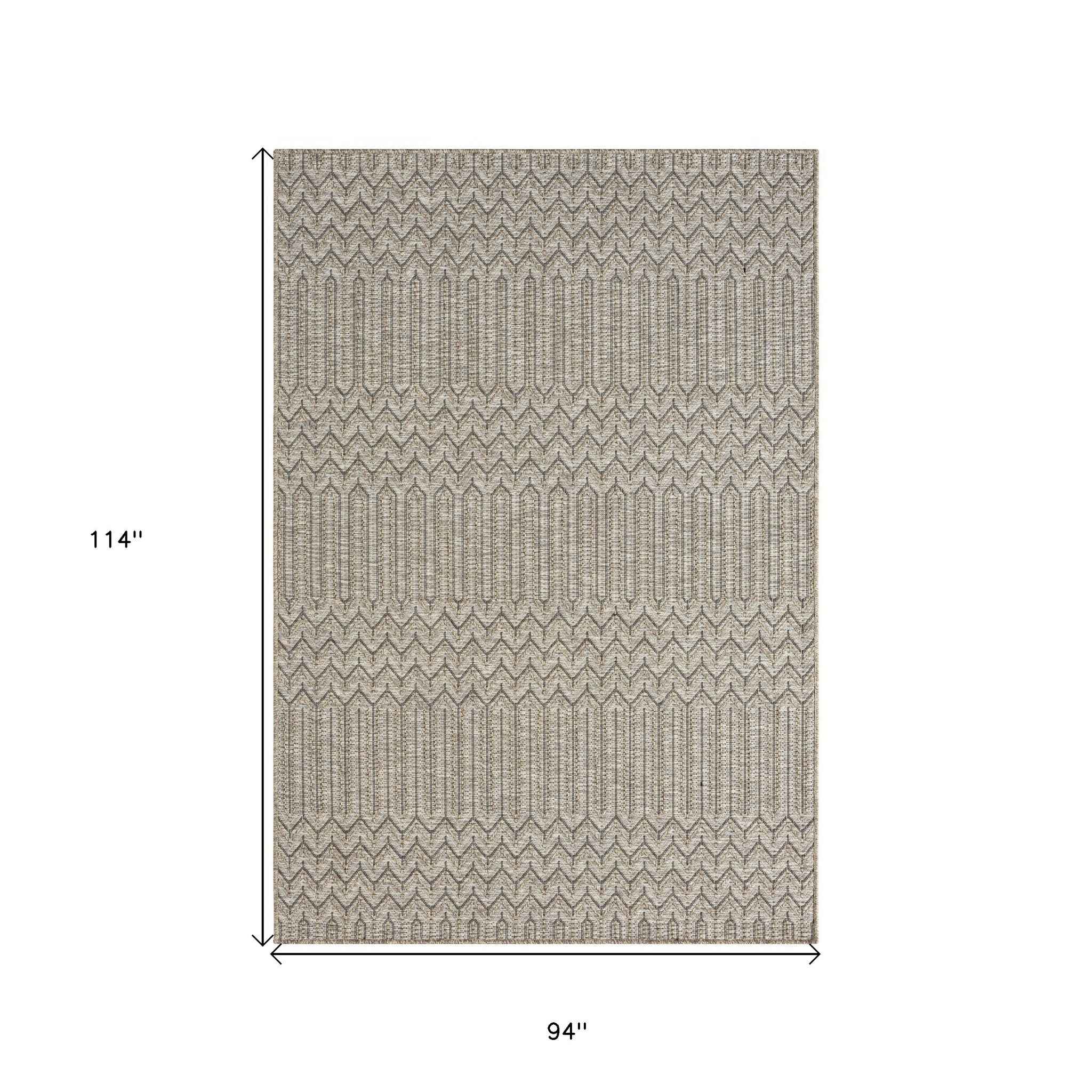 8' X 10' Gray Chevron Handmade Indoor Outdoor Area Rug