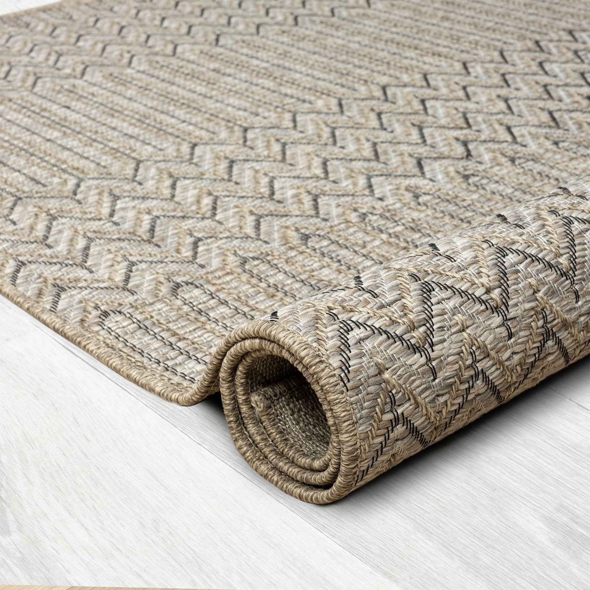 8' X 10' Gray Chevron Handmade Indoor Outdoor Area Rug