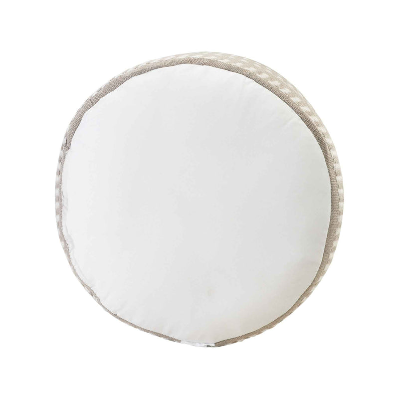 20" Brown Polyester Round Striped Indoor Outdoor Pouf Ottoman