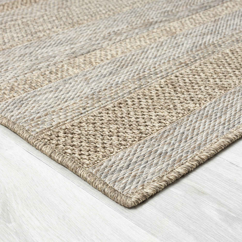 8' X 10' Gray Striped Handmade Indoor Outdoor Area Rug