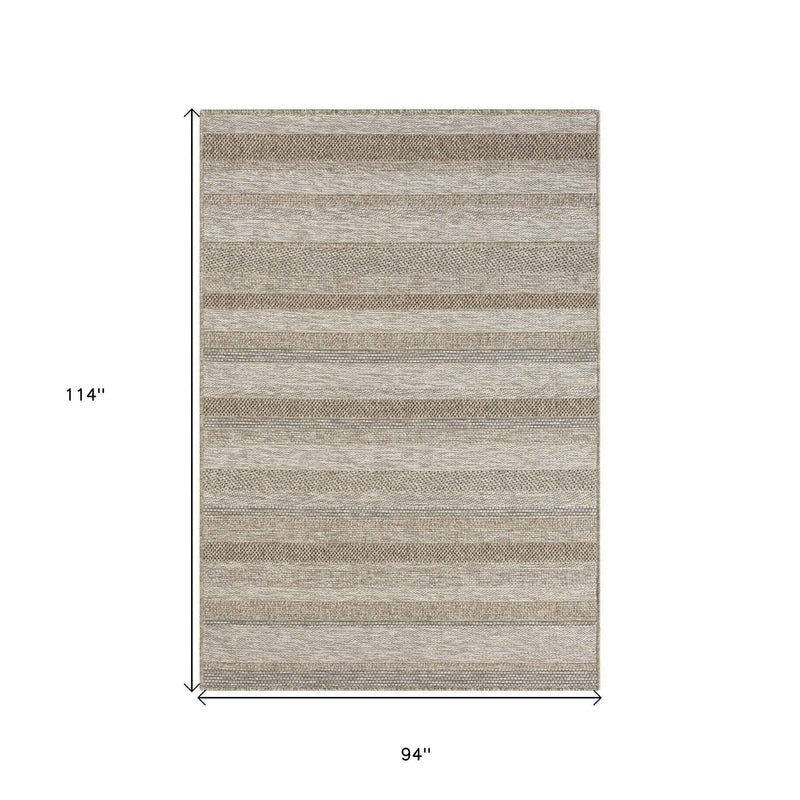 8' X 10' Gray Striped Handmade Indoor Outdoor Area Rug