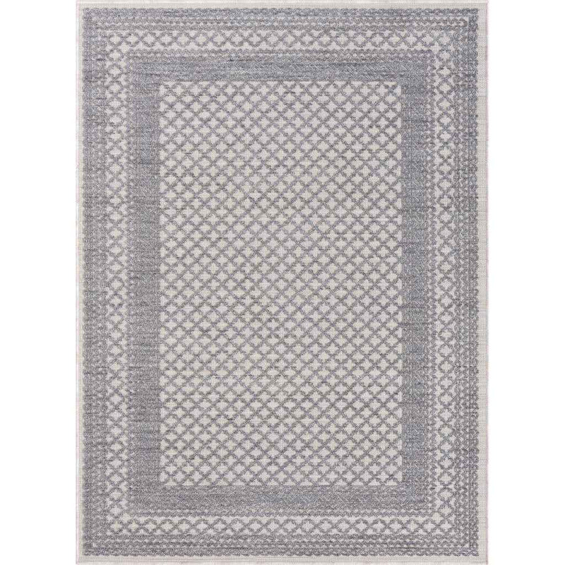 5' X 7' Blue Geometric Indoor Outdoor Area Rug