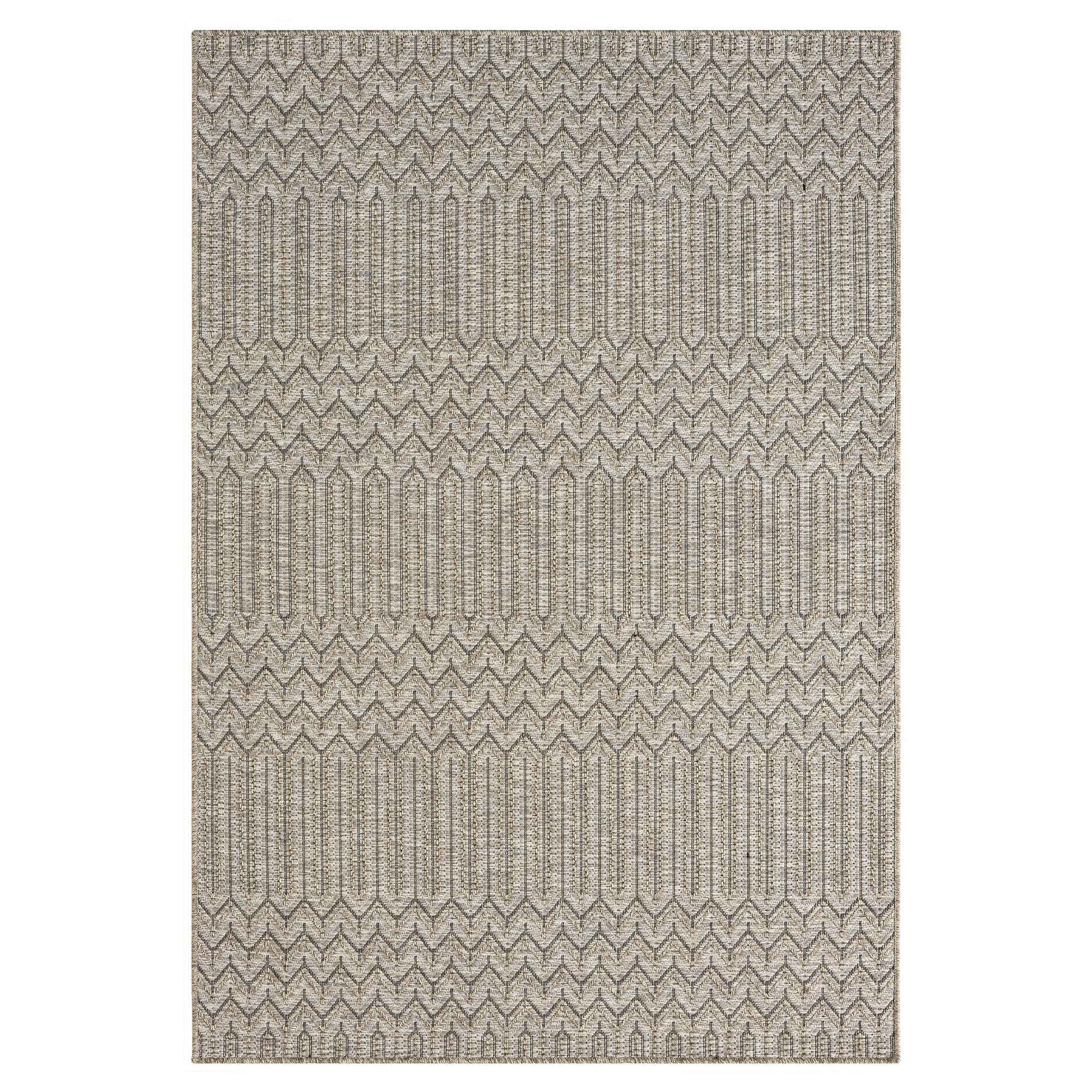 5' X 7' Gray Chevron Handmade Indoor Outdoor Area Rug