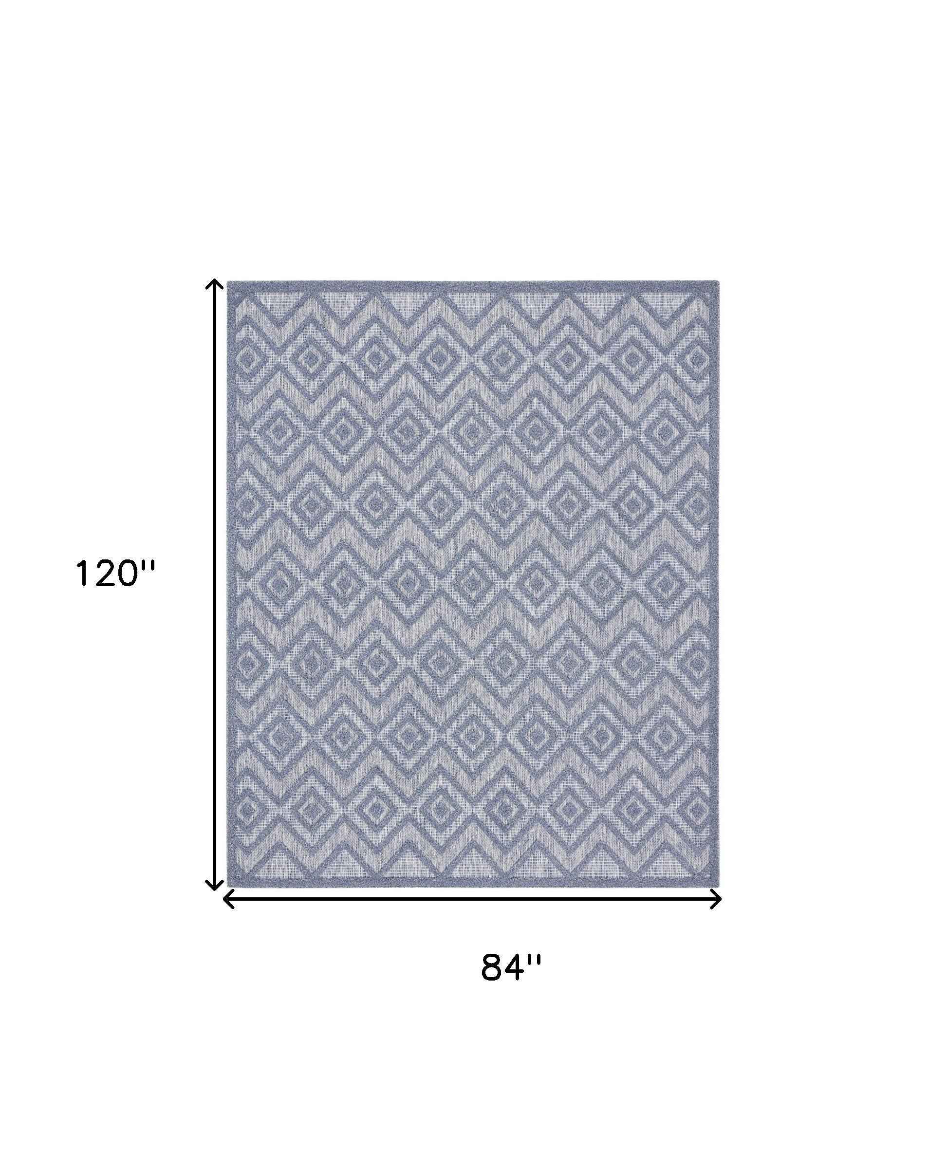 7' X 10' Blue Indoor Outdoor Area Rug