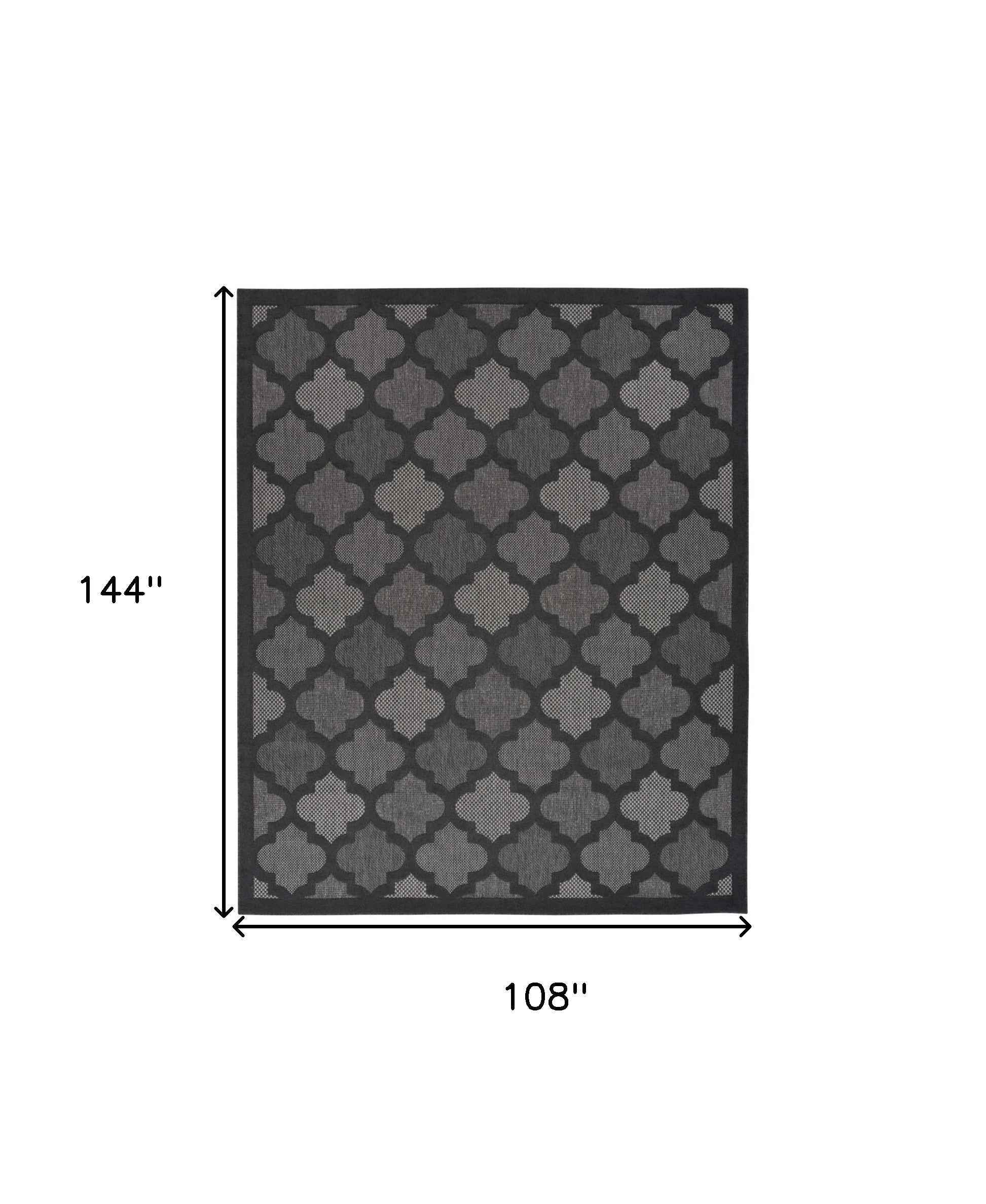 9' X 12' Charcoal And Gray Indoor Outdoor Area Rug