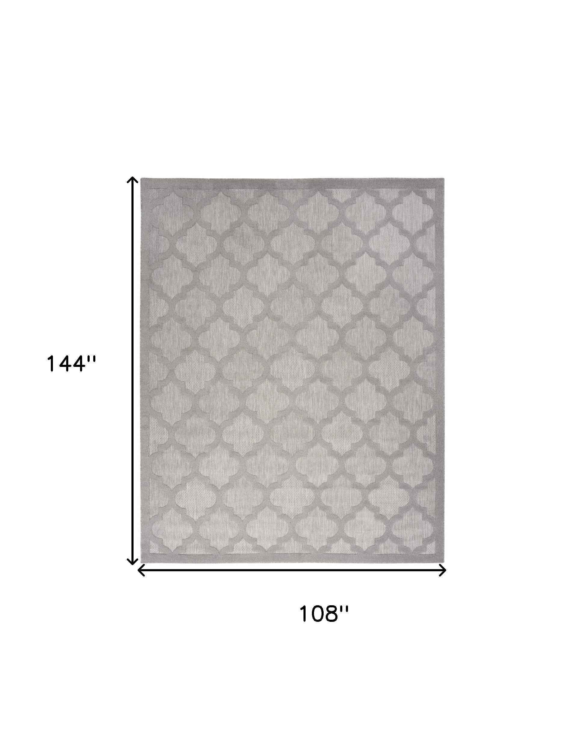 9' X 12' Gray And Silver Indoor Outdoor Area Rug