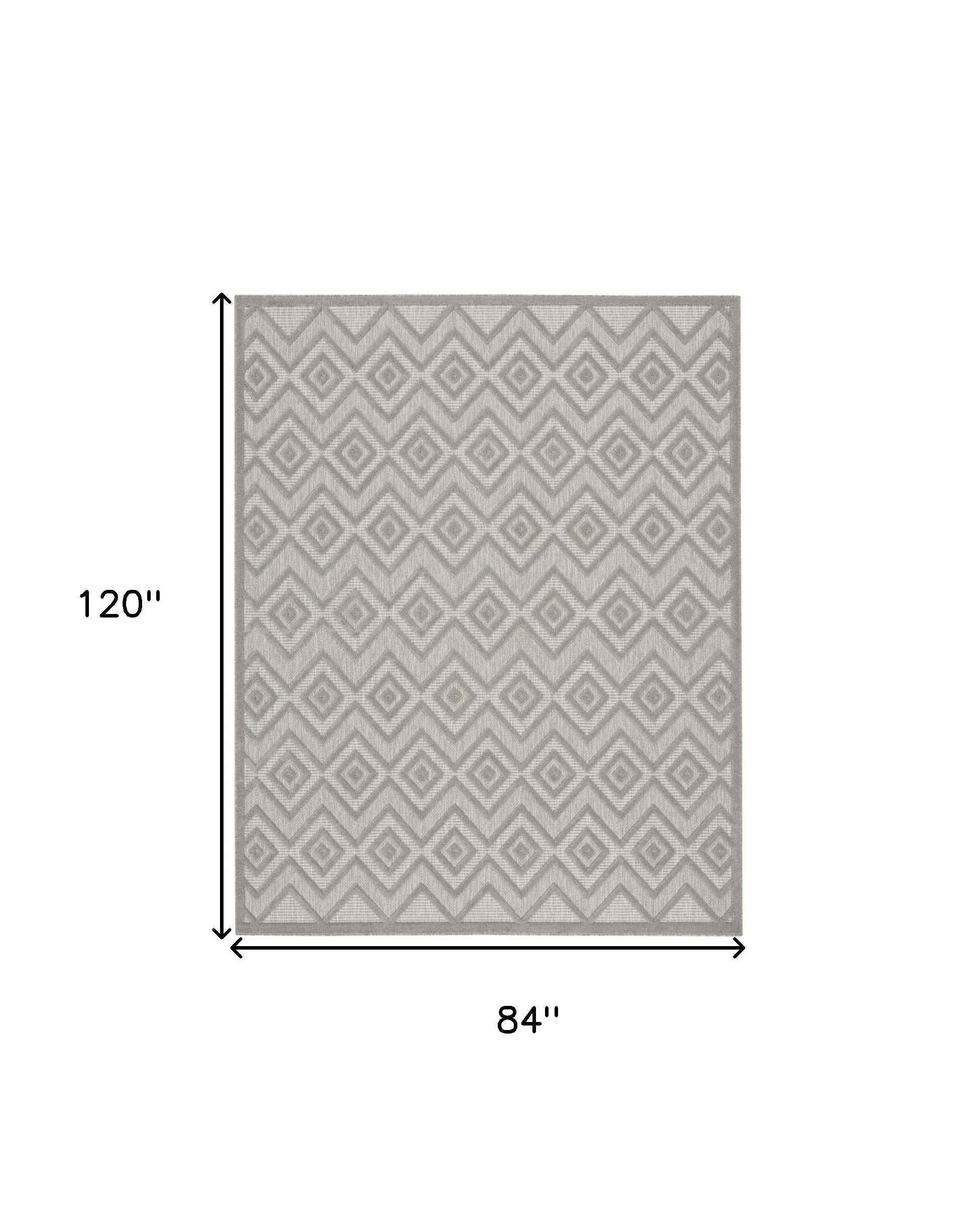 7' X 10' Gray Indoor Outdoor Area Rug