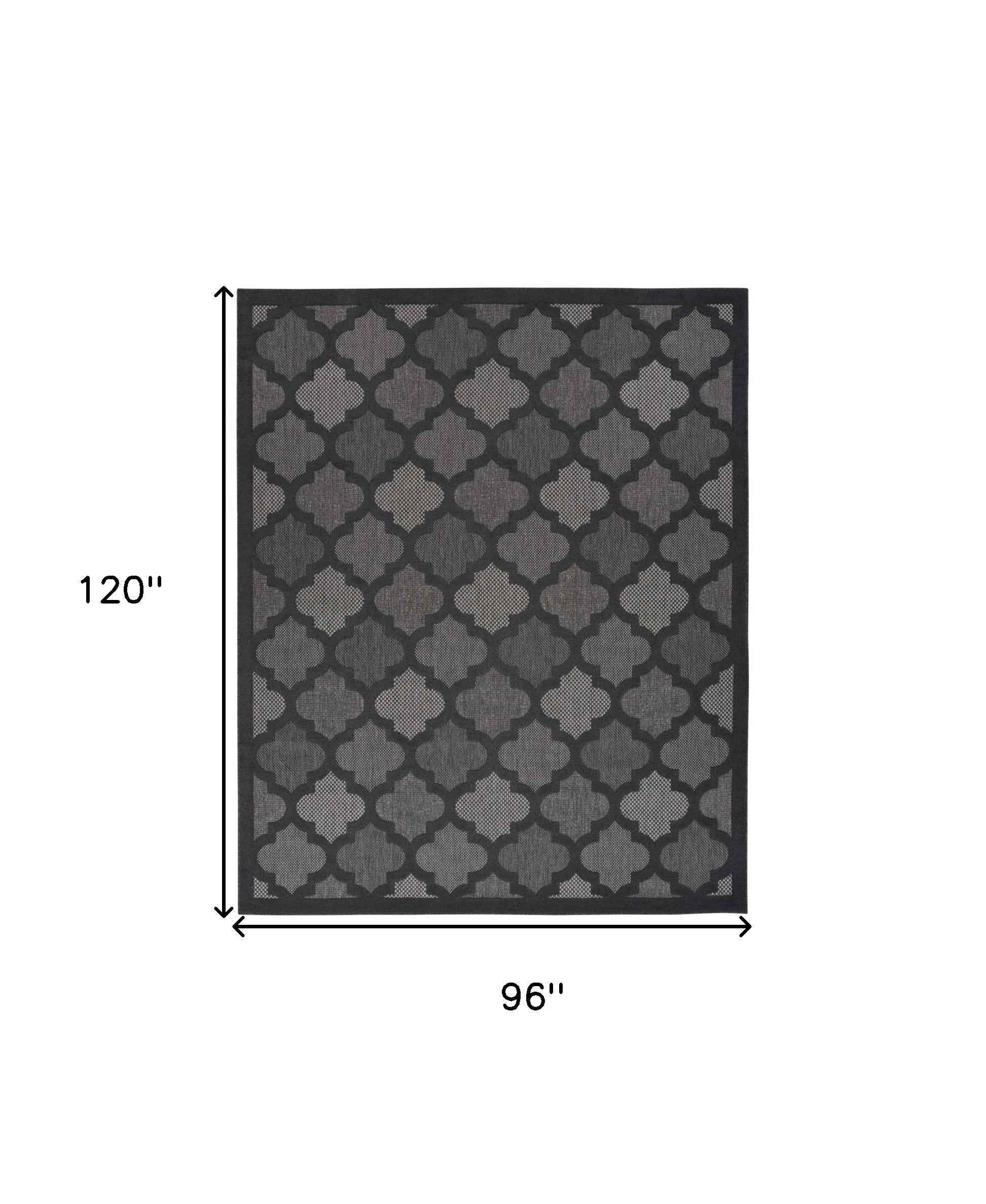 8' X 10' Black Indoor Outdoor Area Rug
