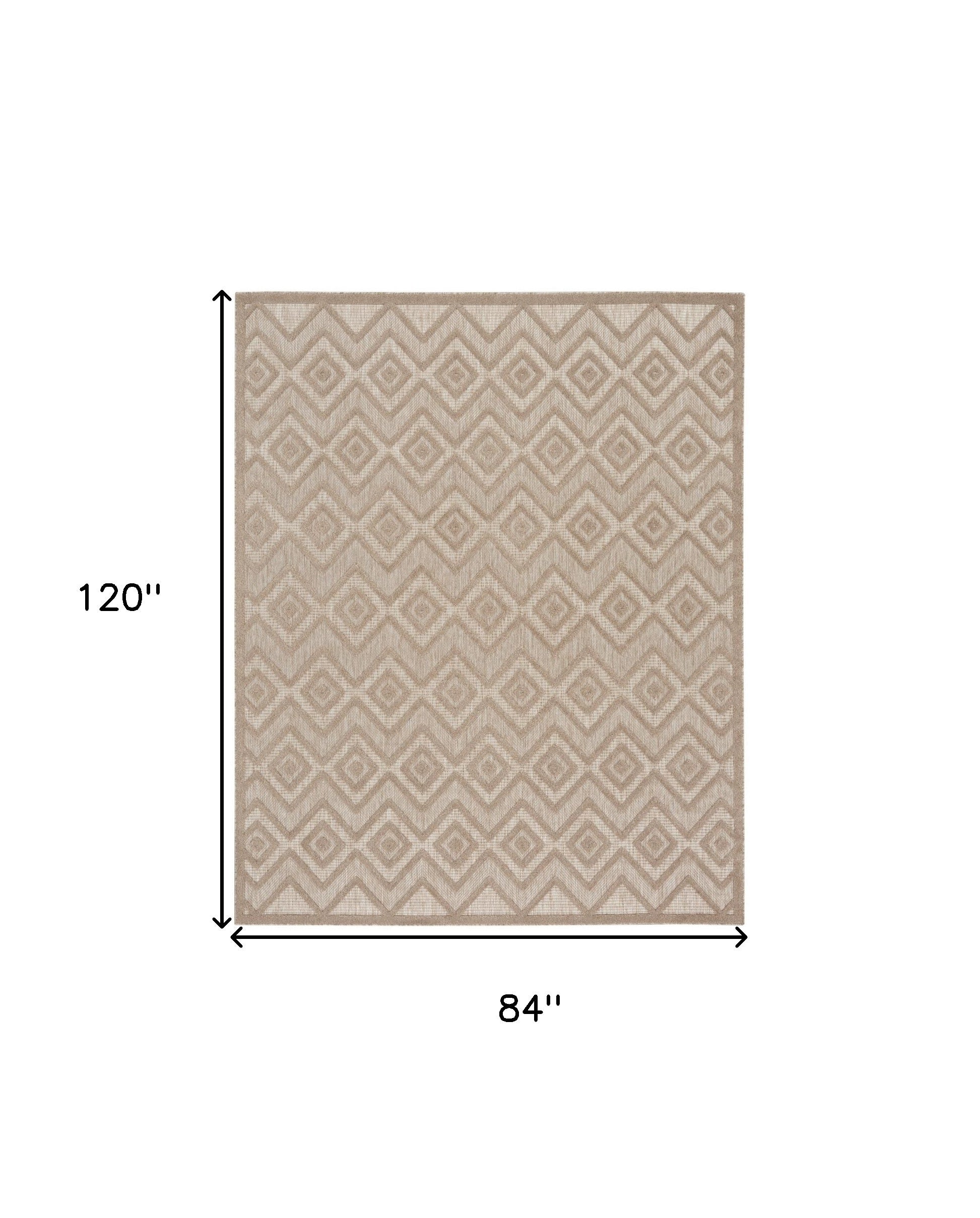 7' X 10' Beige Indoor Outdoor Area Rug - Outdoor