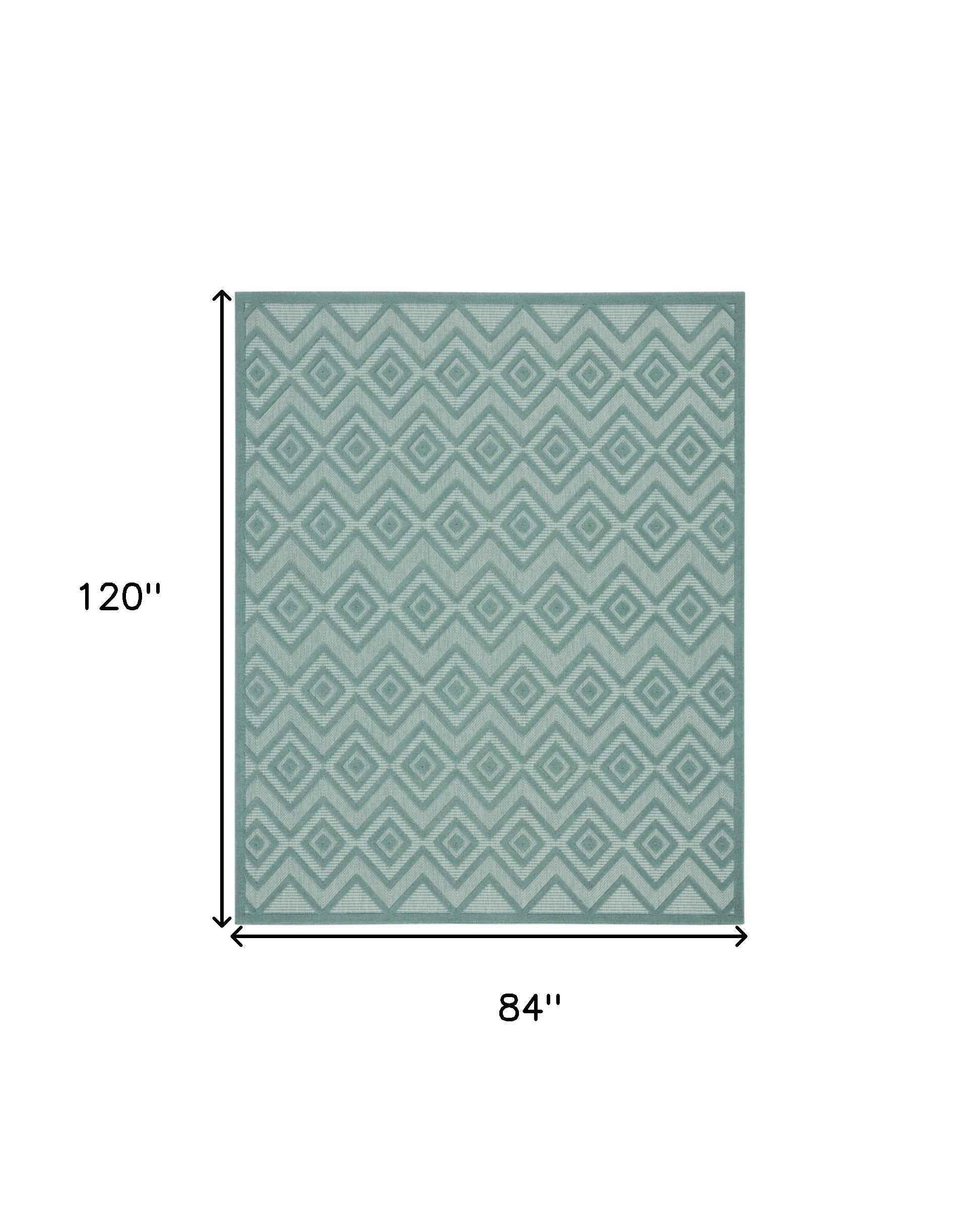 7' X 10' Aqua Indoor Outdoor Area Rug