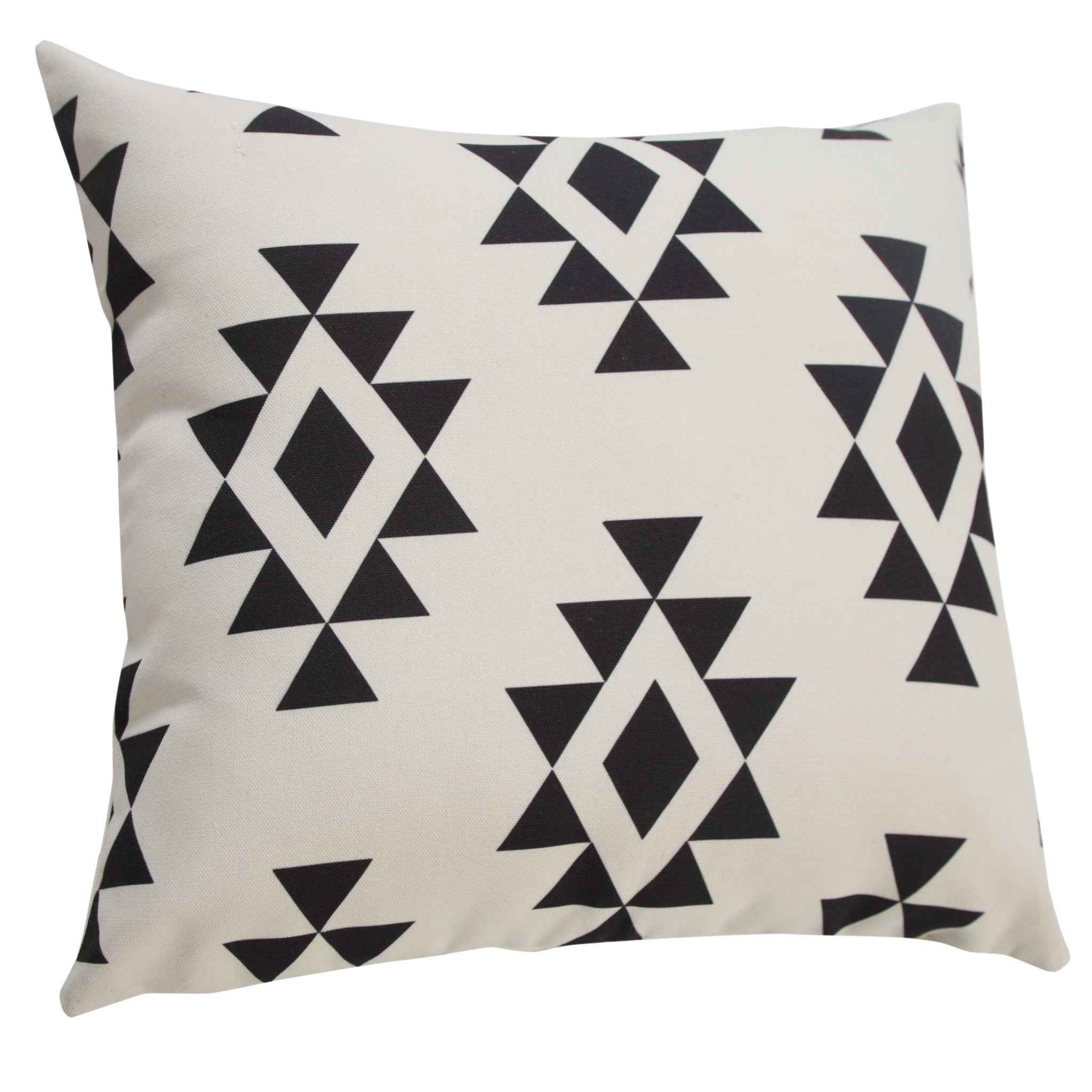 20" X 20" Black Zippered Southwestern Indoor Outdoor Throw Pillow