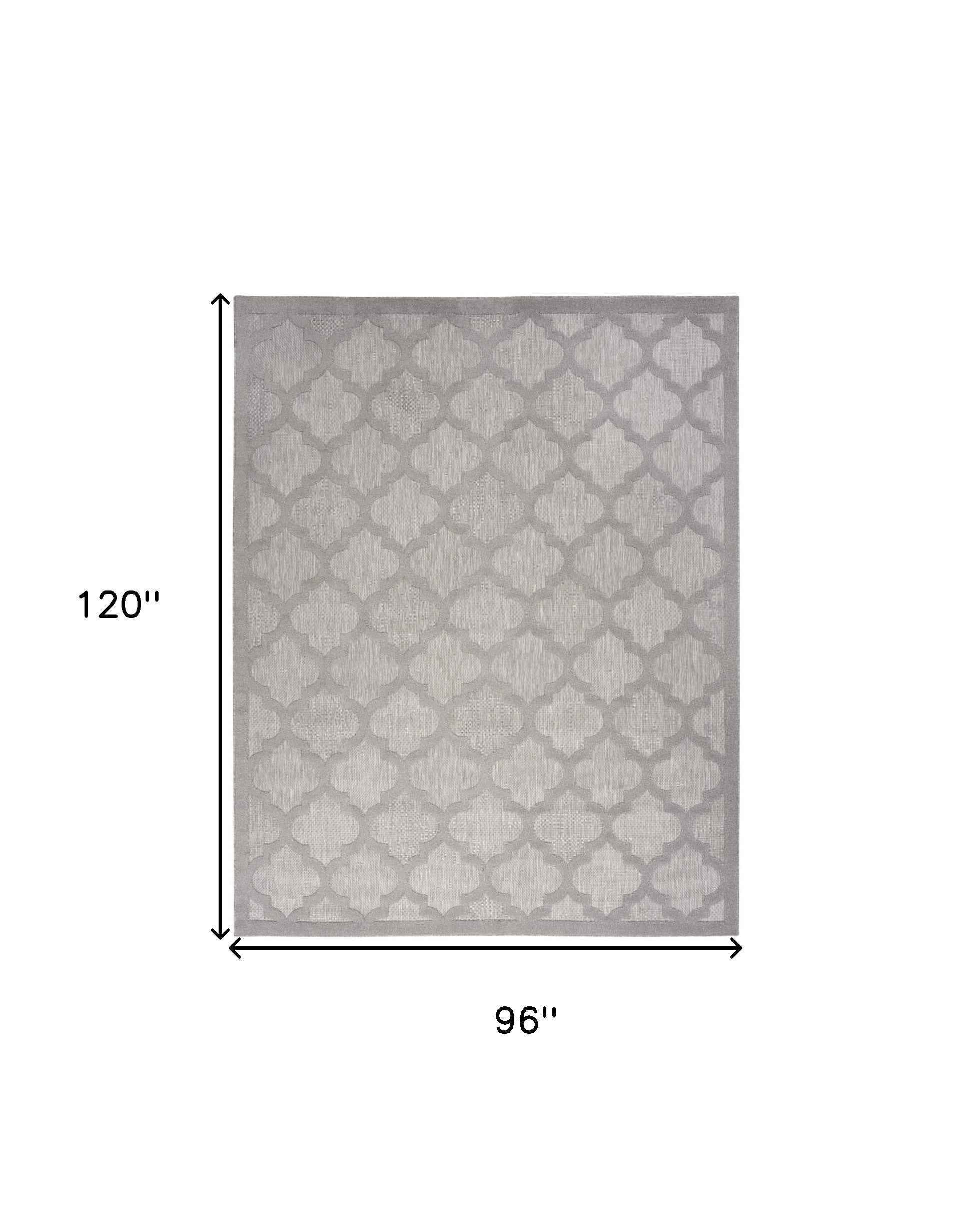 8' X 10' Gray Indoor Outdoor Area Rug