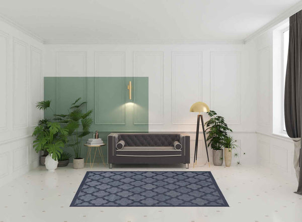 6' X 9' Navy Blue Geometric Flatweave Area Rug Default Title