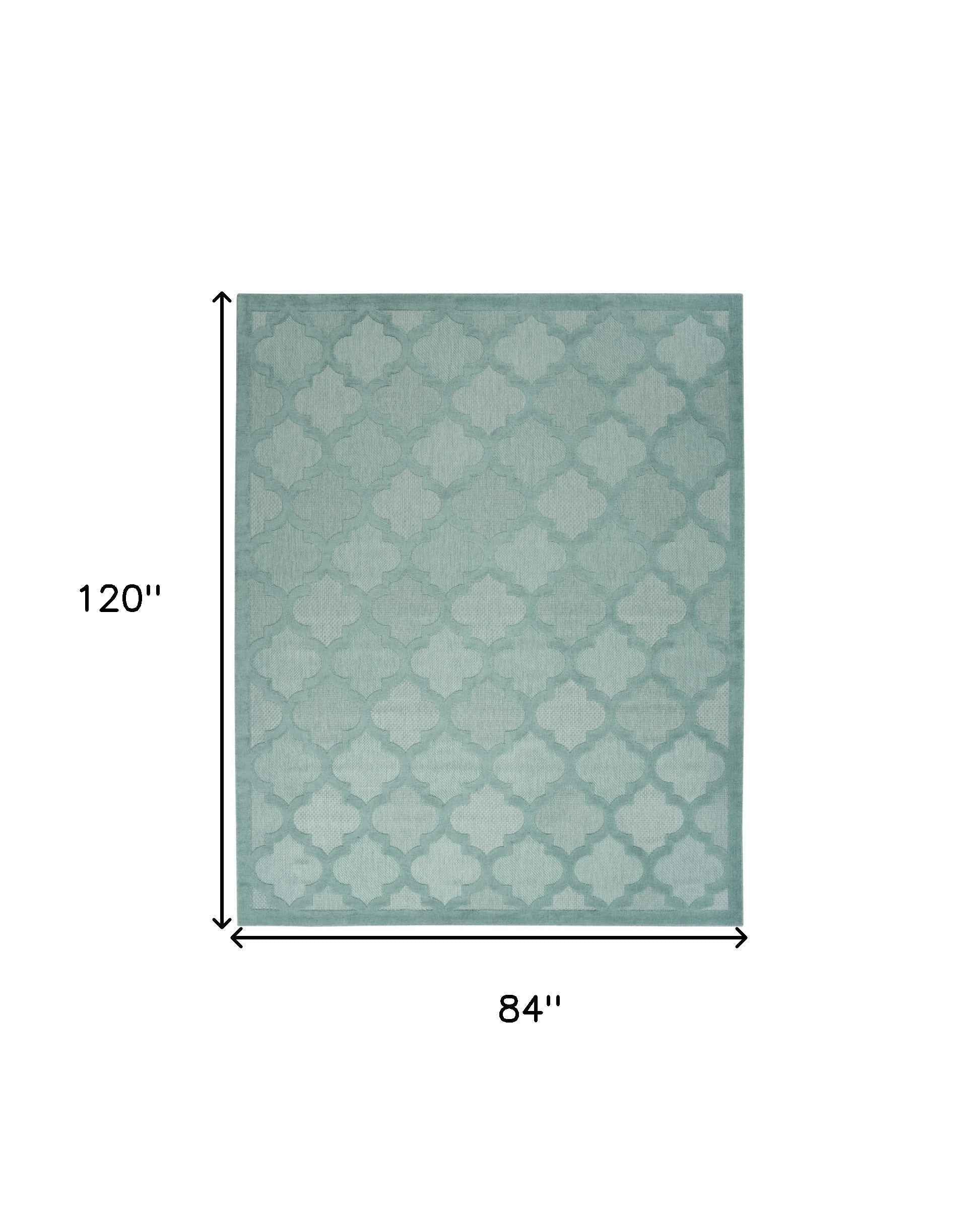 7' X 10' Aqua Indoor Outdoor Area Rug