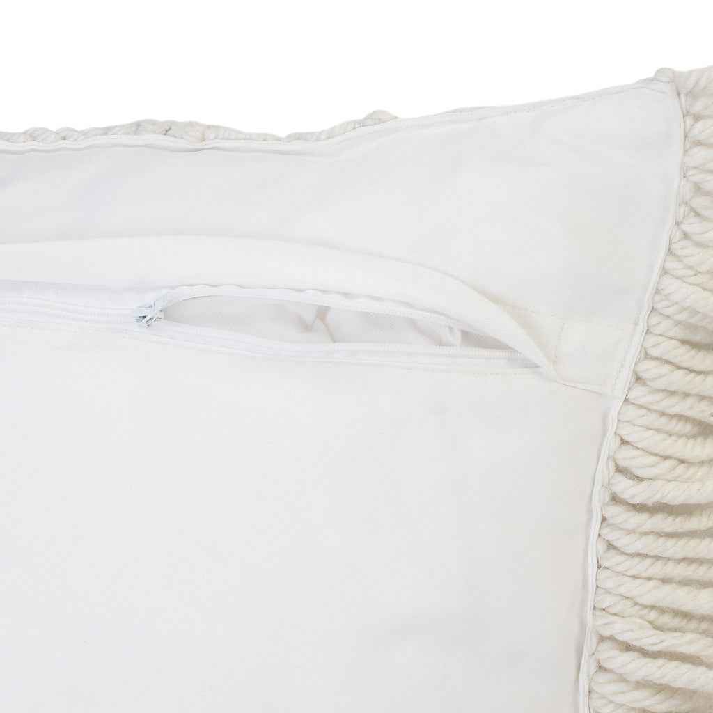 24" X 24" White Zippered Tropical Indoor Outdoor Throw Pillow