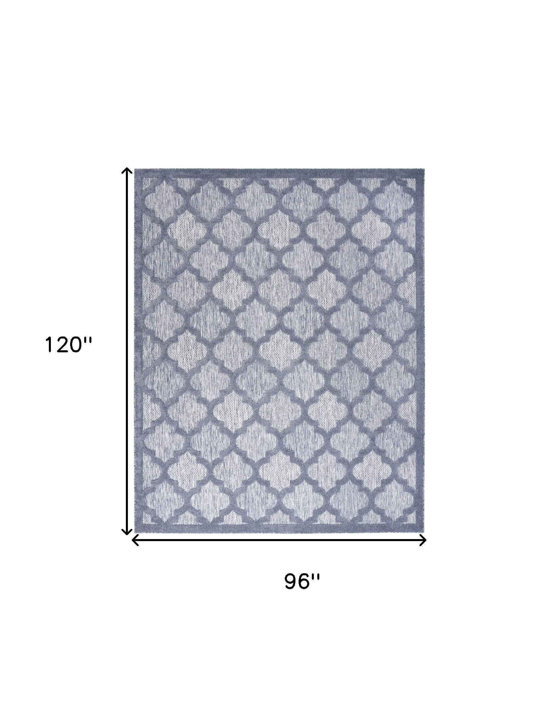 8' X 10' Blue Indoor Outdoor Area Rug