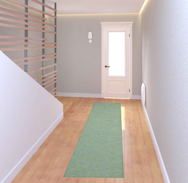 8' Blue Power Loom Runner Rug