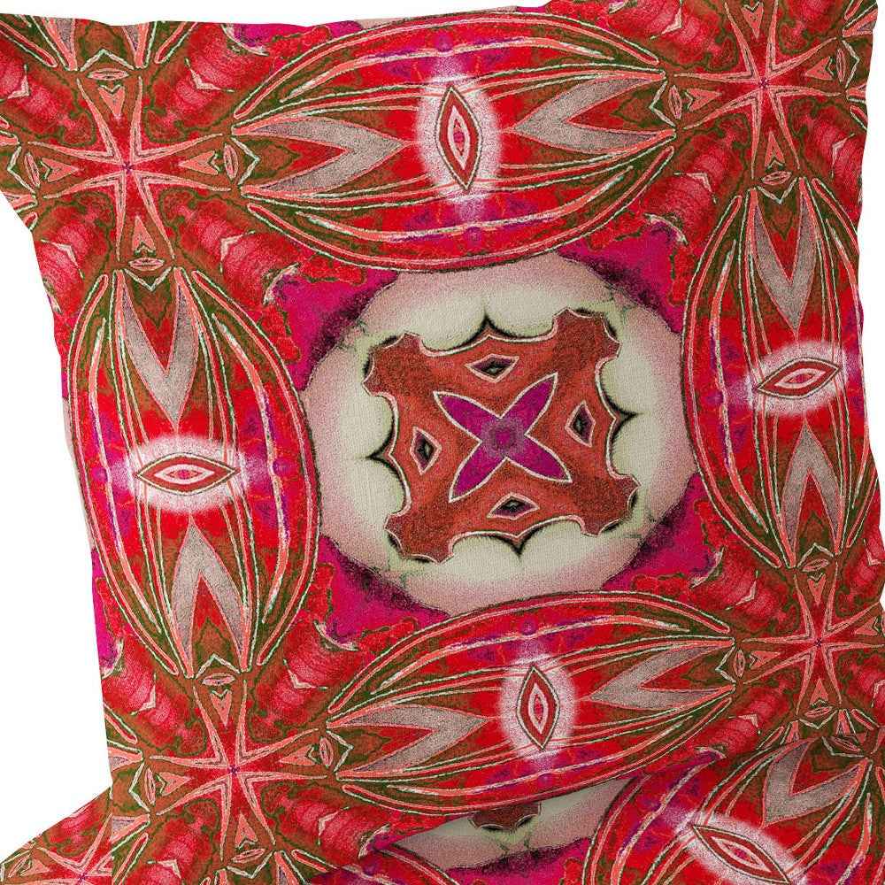 Set of Two 16" X 16" Gray and Pink Blown Seam Floral Indoor Outdoor Throw Pillow