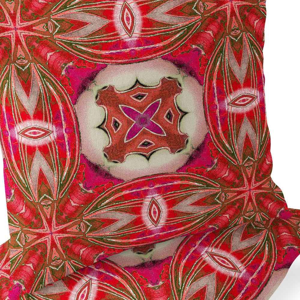 Set of Two 16" X 16" Gray and Pink Blown Seam Floral Indoor Outdoor Throw Pillow