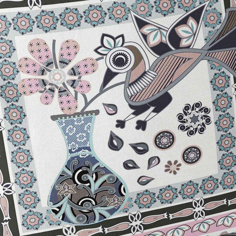 Set of Two 16" X 16" Pink and Black Peacock Blown Seam Floral Indoor Outdoor Throw Pillow