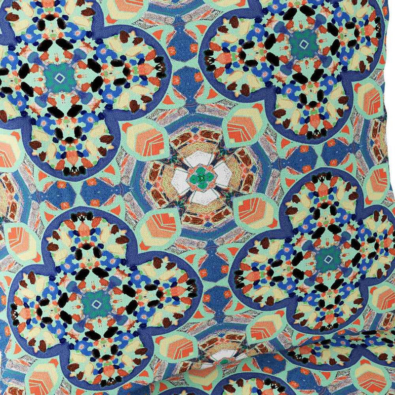 Set of Two 16" X 16" Blue and Purple Blown Seam Floral Indoor Outdoor Throw Pillow