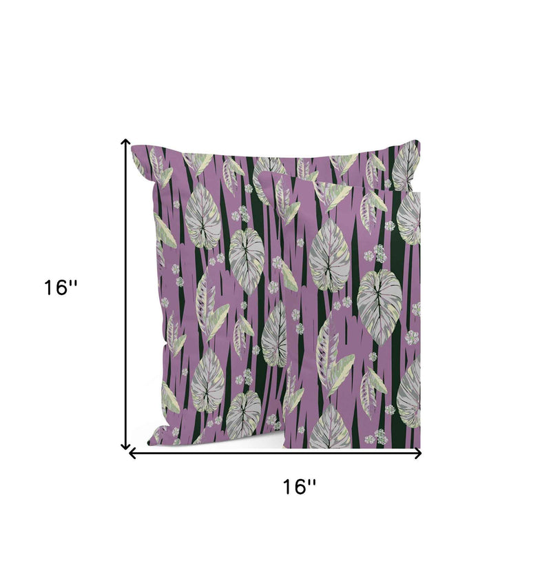 Set of Three 16" X 16" Pink and Black Botanical Indoor Outdoor Throw Pillow