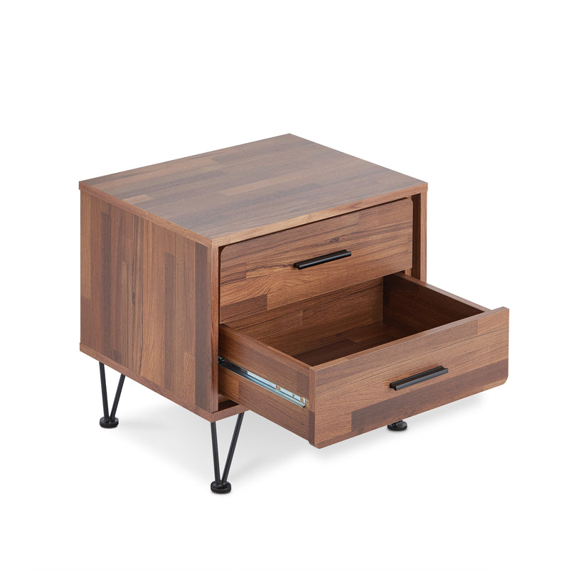 18" Brown Wood Two Drawer Nightstand - Bed & Bath