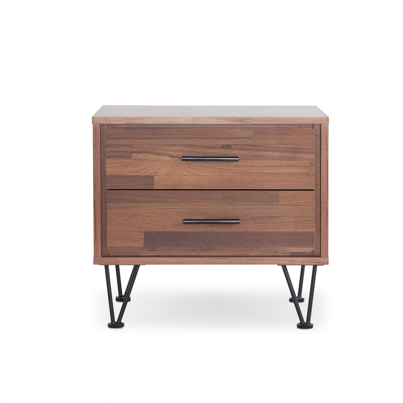 18" Brown Wood Two Drawer Nightstand - Bed & Bath