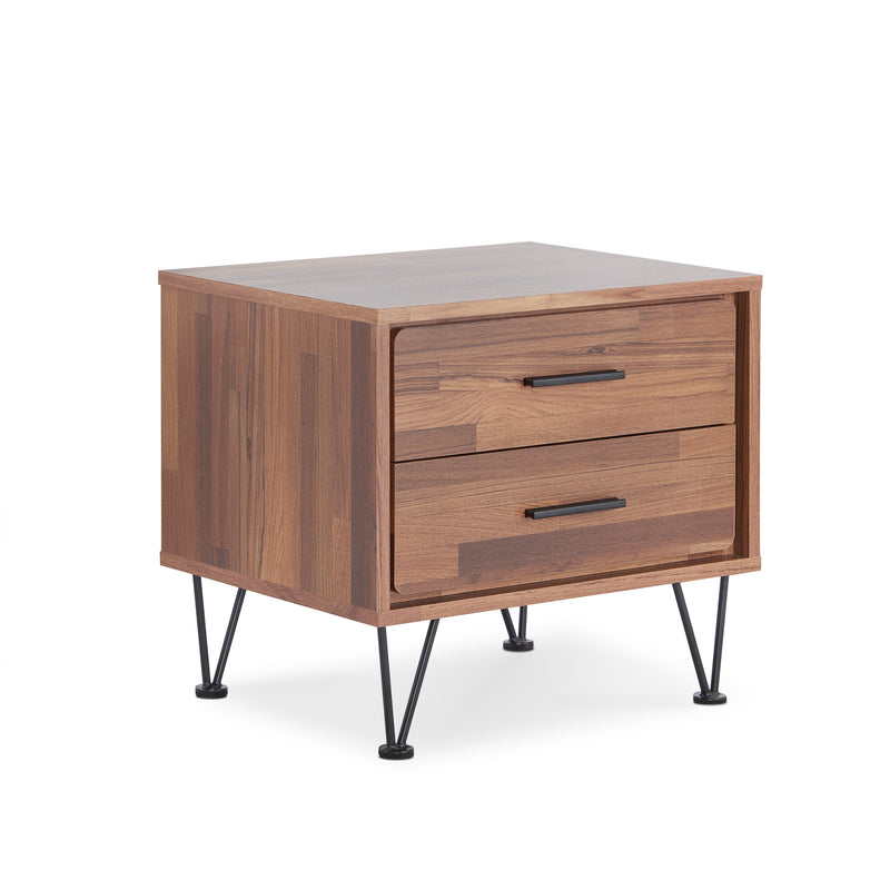 18" Brown Wood Two Drawer Nightstand - Bed & Bath