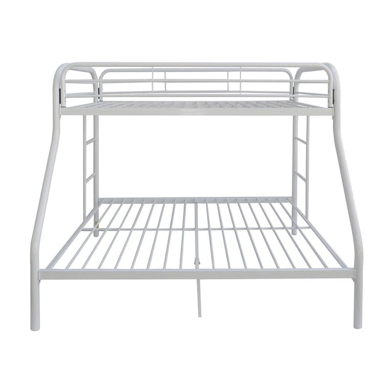 White Twin Over Full Contemporary Metal Bunk Bed - Bed & Bath