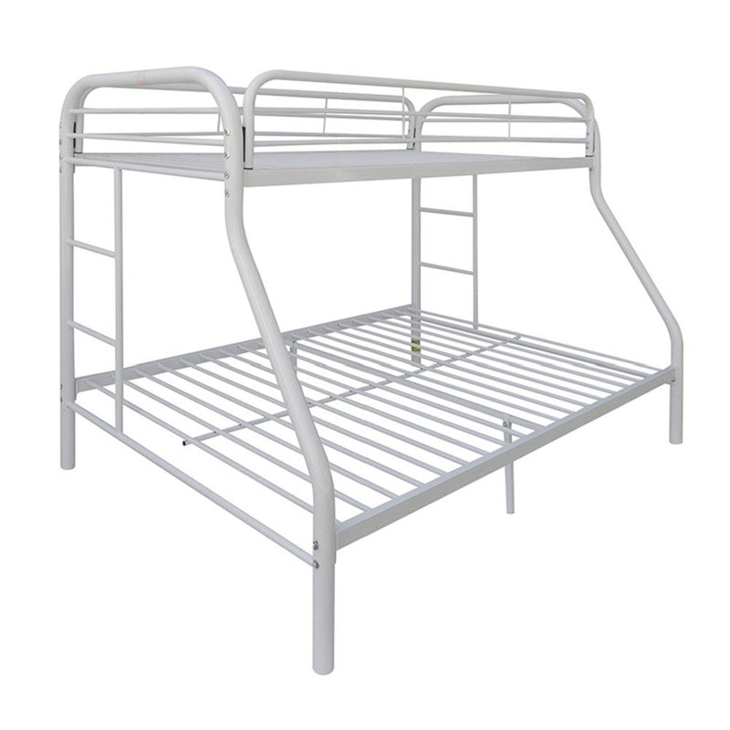 White Twin Over Full Contemporary Metal Bunk Bed - Bed & Bath
