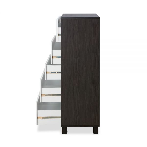 32" Brown and White Five Drawer Standard Chest - Bed & Bath