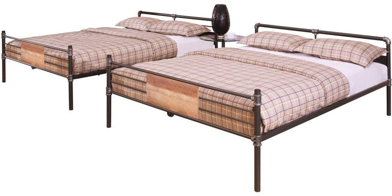 83" X 65" X 68" Sandy Black  Dark Bronze Handbrushed Queen Over Queen Bunk Bed - Bed & Bath