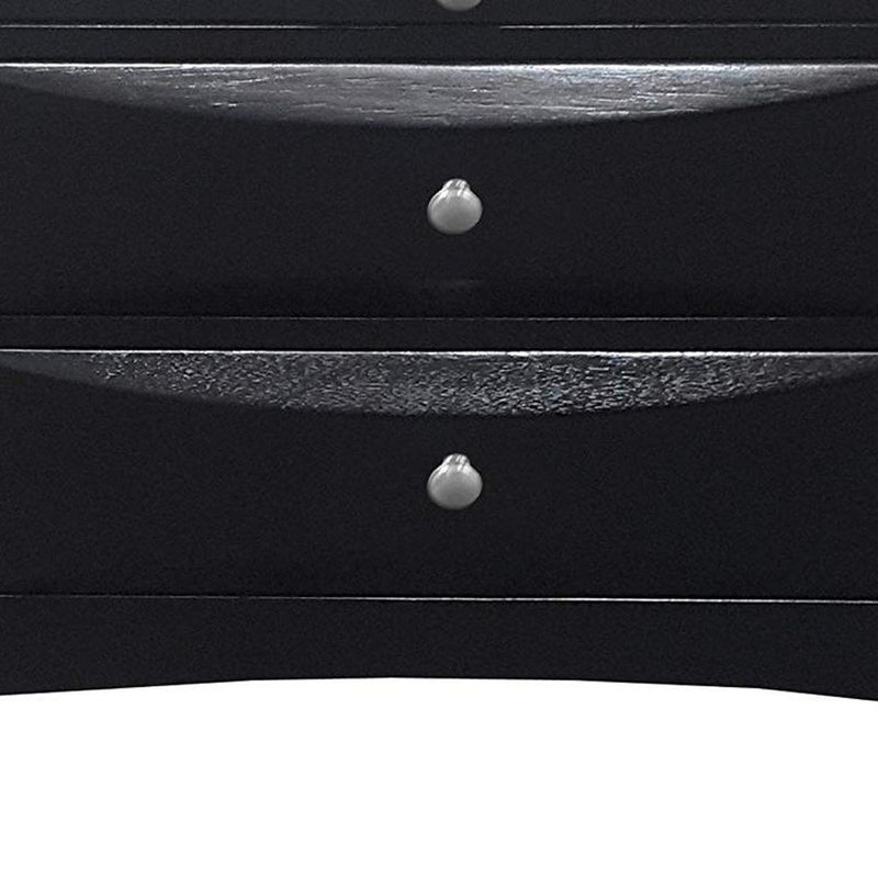 25" Black Solid Wood Three Drawer Nightstand - Bed & Bath