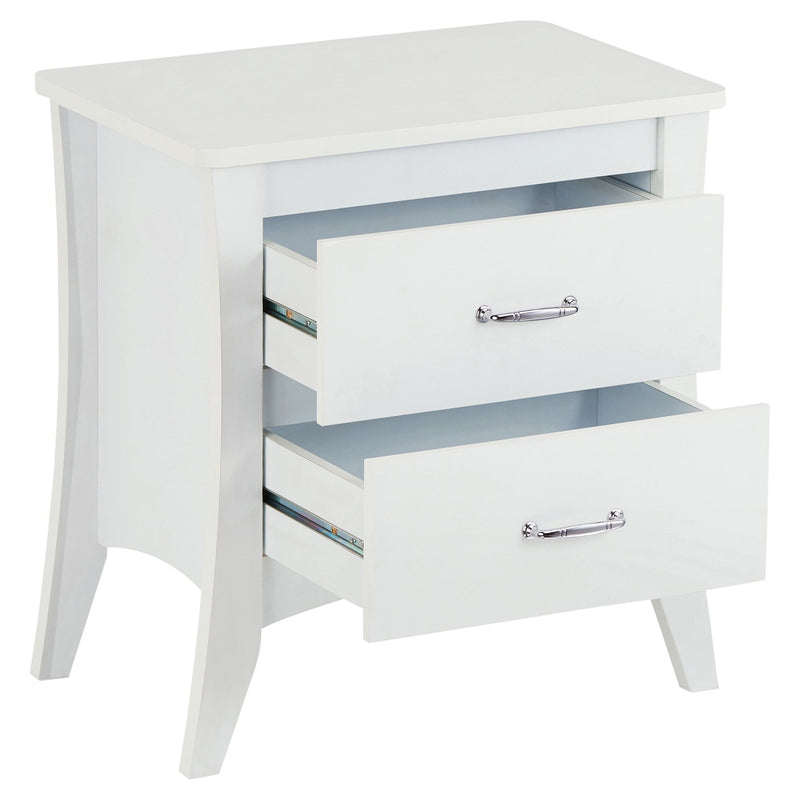 25" White Wood Two Drawer Nightstand - Bed & Bath
