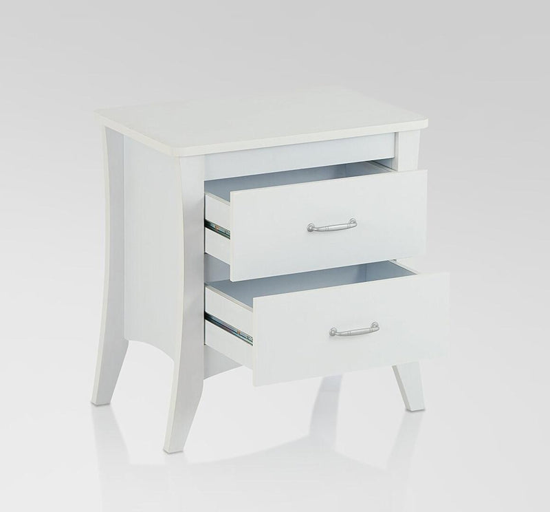 25" White Wood Two Drawer Nightstand - Bed & Bath