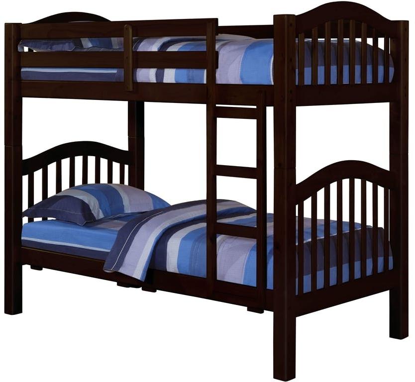 80" X 43" X 69" Espresso Pine Wood Twin Over Twin Bunk Bed - Bed & Bath