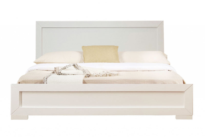 White Solid and Manufactured Wood King Bed Frame - Bed & Bath