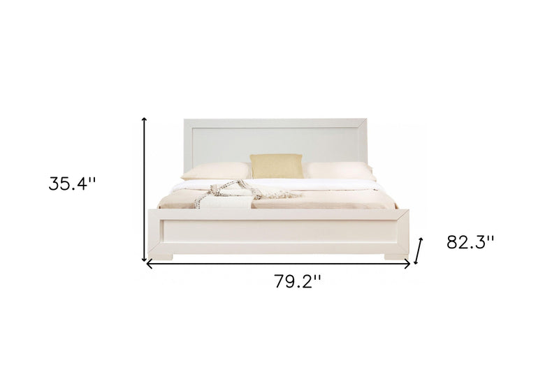 White Solid and Manufactured Wood King Bed Frame - Bed & Bath