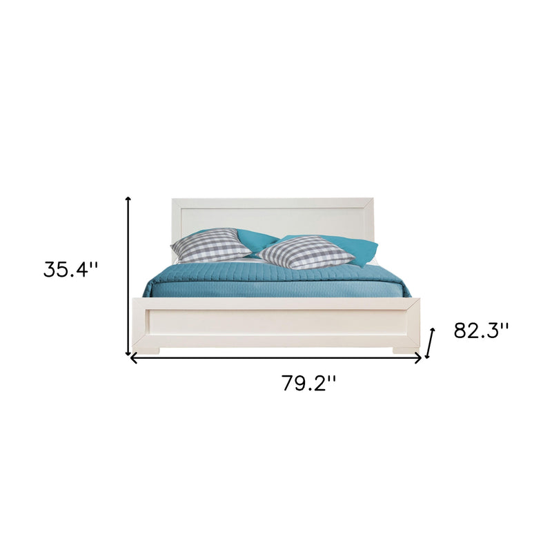 White Solid and Manufactured Wood King Bed Frame - Bed & Bath