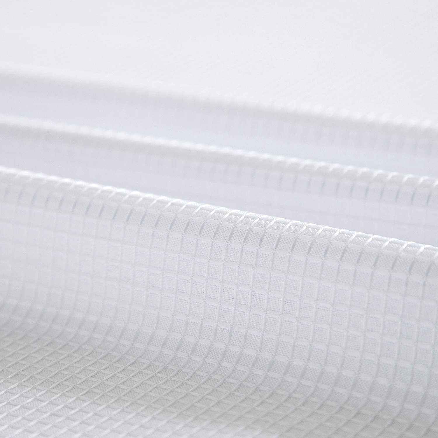 White Sheer and Grid Shower Curtain and Liner Set