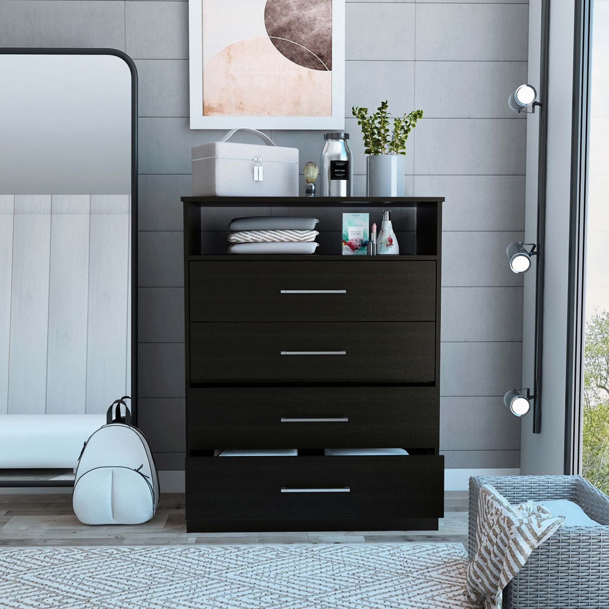 31" Black Four Drawer Vertical Dresser