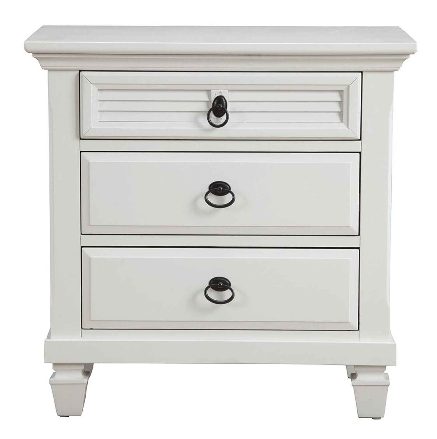 28" White Wood Three Drawer Nightstand