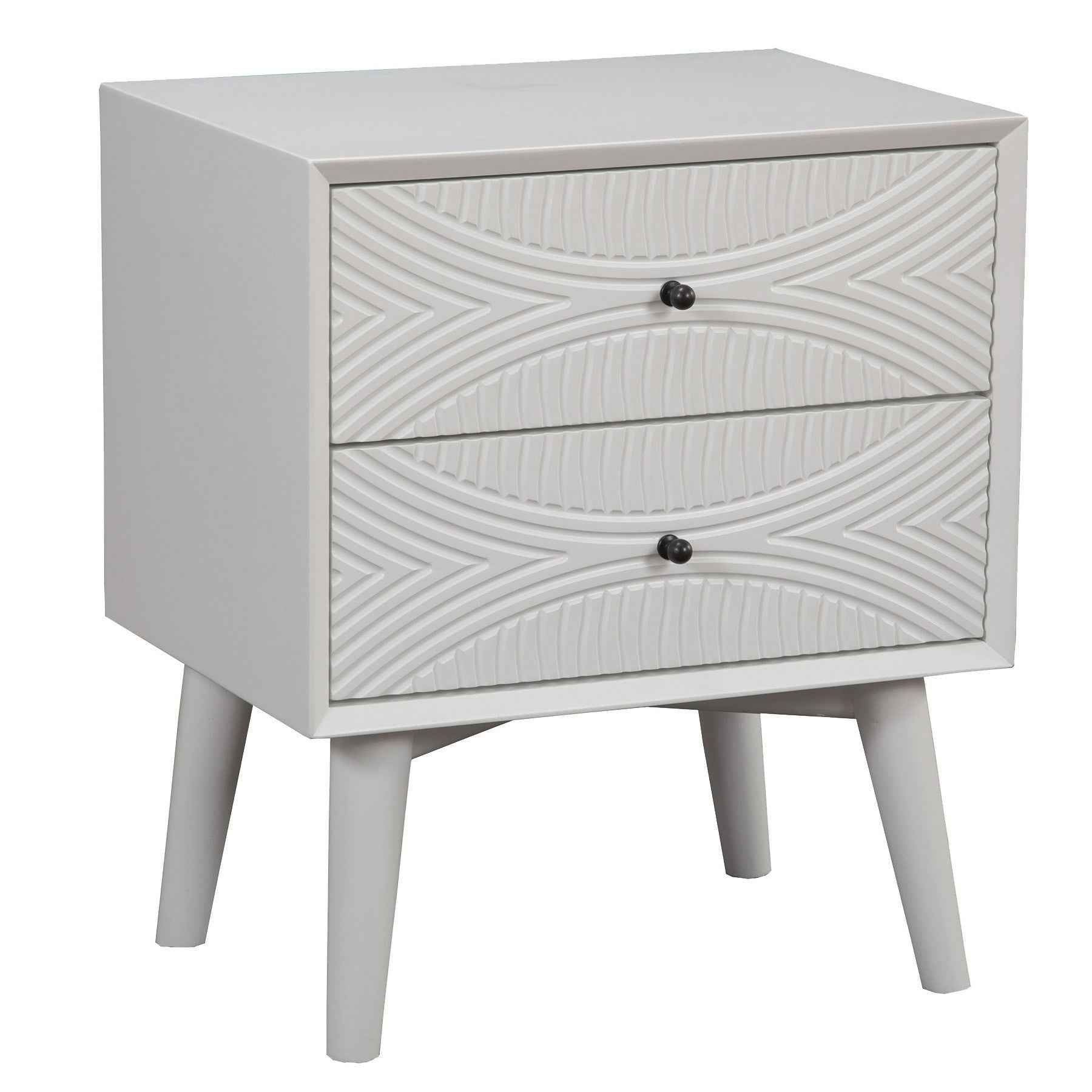 26" Solid Wood and Wood Two Drawer Nightstand