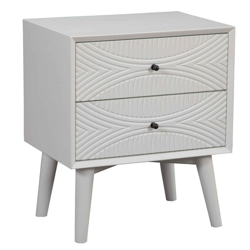 26" Solid Wood and Wood Two Drawer Nightstand