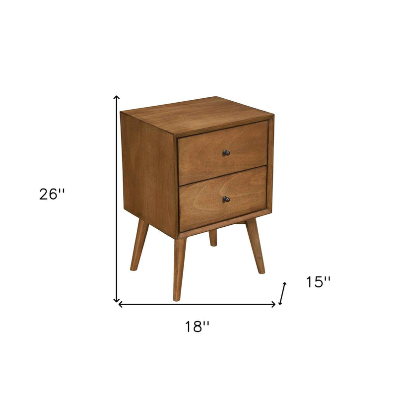 26" Solid Wood and Wood Two Drawer Nightstand