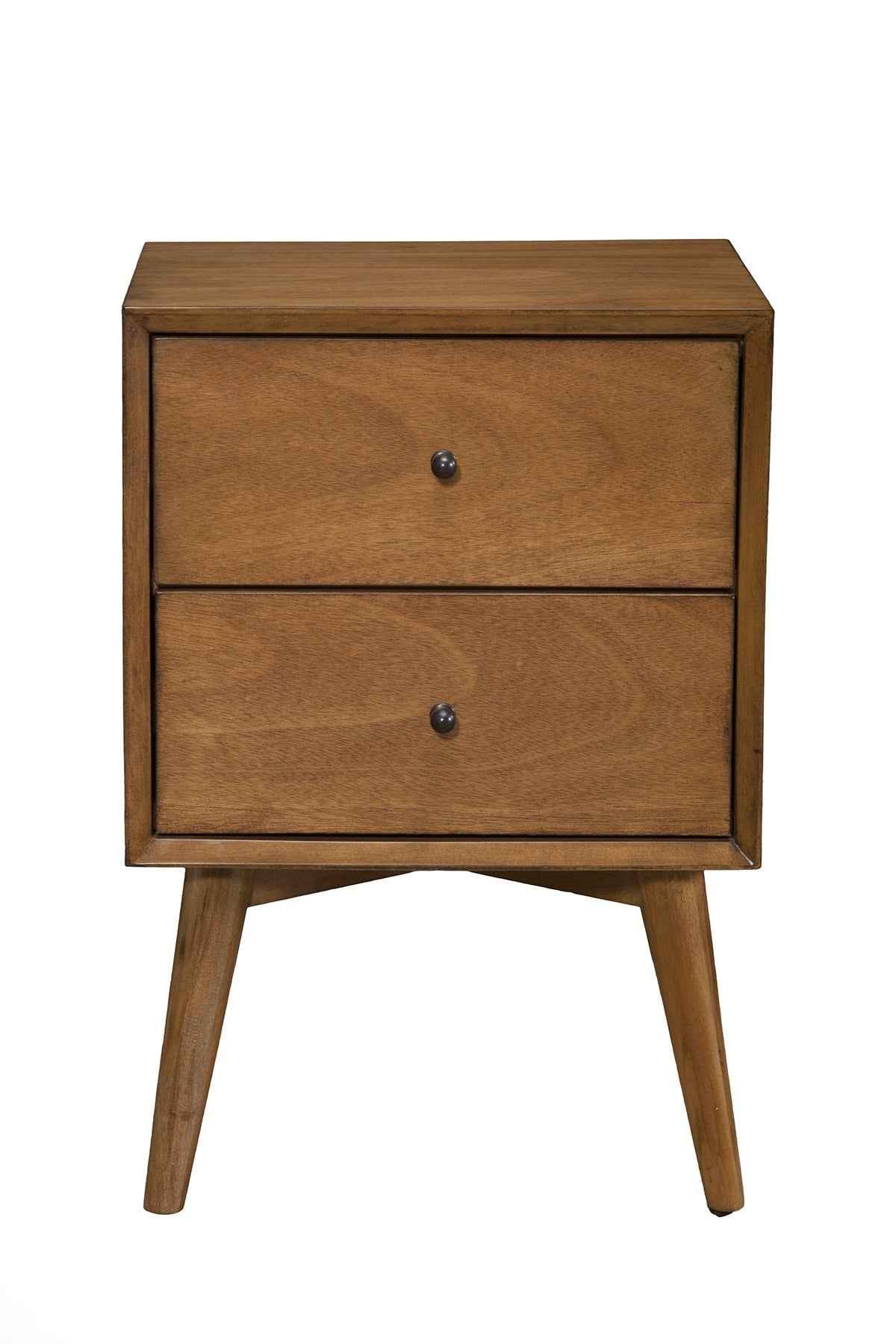 26" Solid Wood and Wood Two Drawer Nightstand