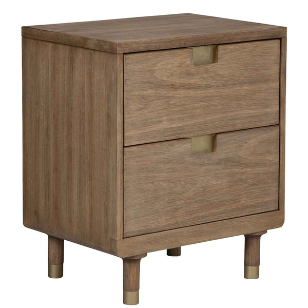 25" Solid Wood and Wood Two Drawer Nightstand Default Title