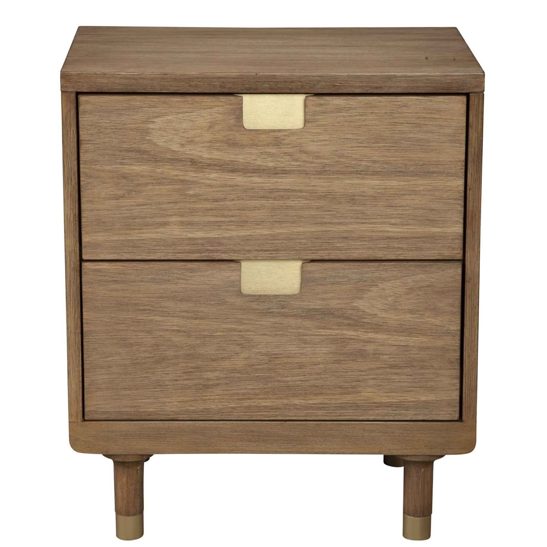 25" Solid Wood and Wood Two Drawer Nightstand