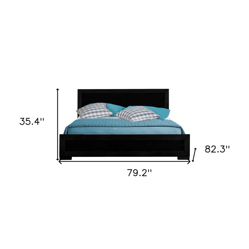 Black Solid and Manufactured Wood King Bed Frame - Bed & Bath